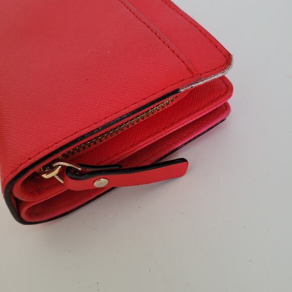 Kate Spade Laurel Way Neda Wallet Geniue Leather Zip Red Medium Compact Bifold - Picture 13 of 13